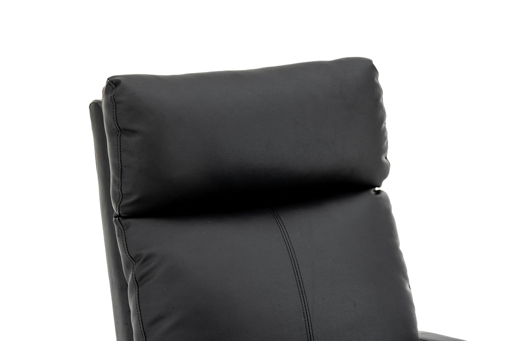 Fotoliu recliner din piele ecologică, spatar rabatabil si suport picioare extensibil, Negru
