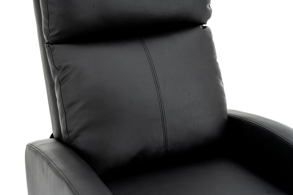 Fotoliu recliner din piele ecologică, spatar rabatabil si suport picioare extensibil, Negru