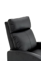 Fotoliu recliner din piele ecologică, spatar rabatabil si suport picioare extensibil, Negru