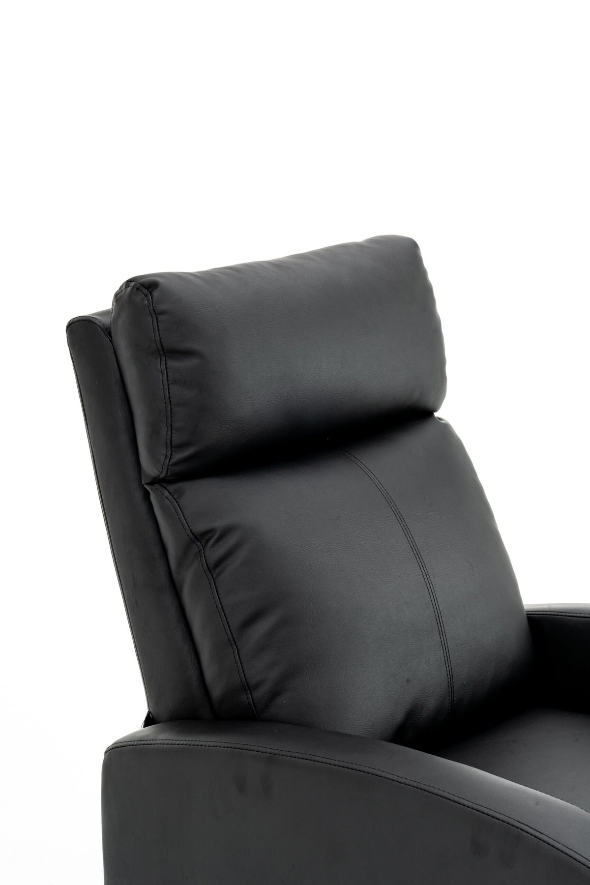 Fotoliu recliner din piele ecologică, spatar rabatabil si suport picioare extensibil, Negru