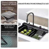 Chiuveta Multifunctionala pentru Bucatarie, Inox, Gri Inchis - Negru, 75x45 cm