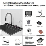 Chiuveta Multifunctionala pentru Bucatarie, Inox, Gri Inchis - Negru, 75x45 cm