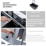 Chiuveta Multifunctionala pentru Bucatarie, Inox, Gri Inchis - Negru, 75x45 cm