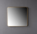 Oglinda LED Patrata Premium 80×80 cm, Rama Auriu, 3 Tipuri de Lumina – Calda, Rece, Neutra