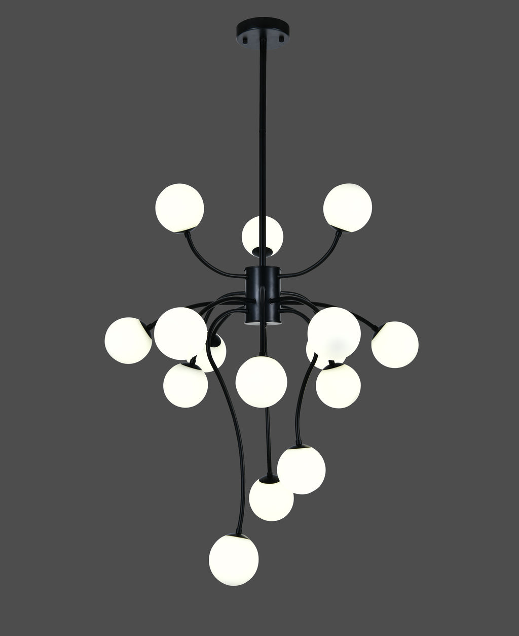 Lustra RFAN, Model E007/15, Cu Abajururi, 15 X G9, Negru