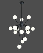 Lustra RFAN, Model E007/15, Cu Abajururi, 15 X G9, Negru