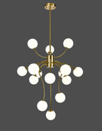 Lustra RFAN, Model E007/15, Cu Abajururi, 15 X G9, Auriu
