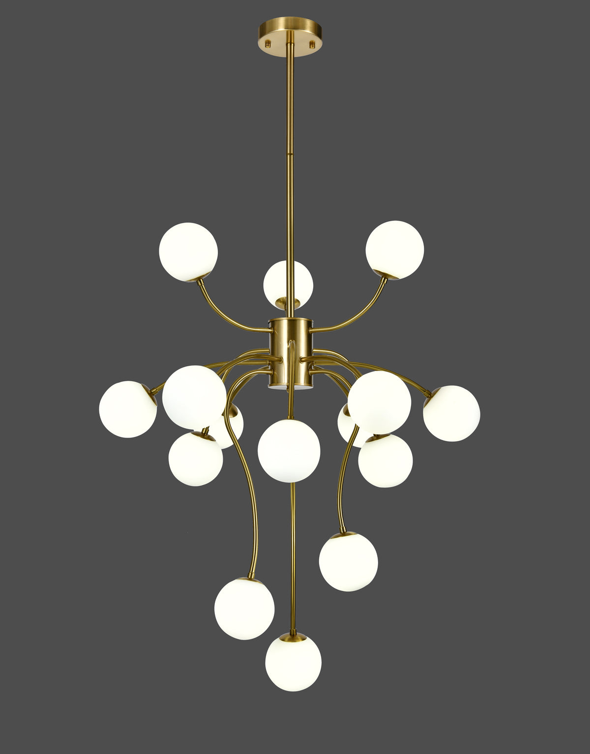 Lustra RFAN, Model E007/15, Cu Abajururi, 15 X G9, Auriu