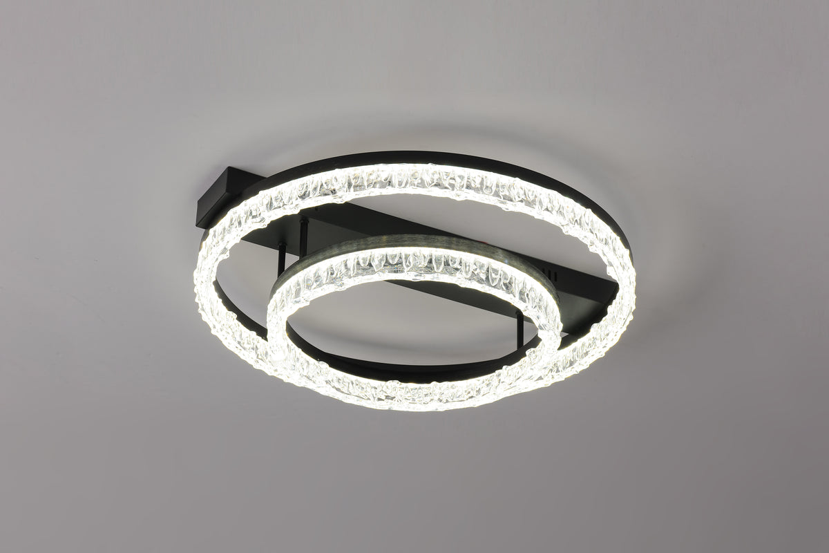 Lustra LED RFAN, Model T9898/2, cu Telecomanda, 3 Tipuri de Lumina, Intensitate Reglabila, 144W, Negru