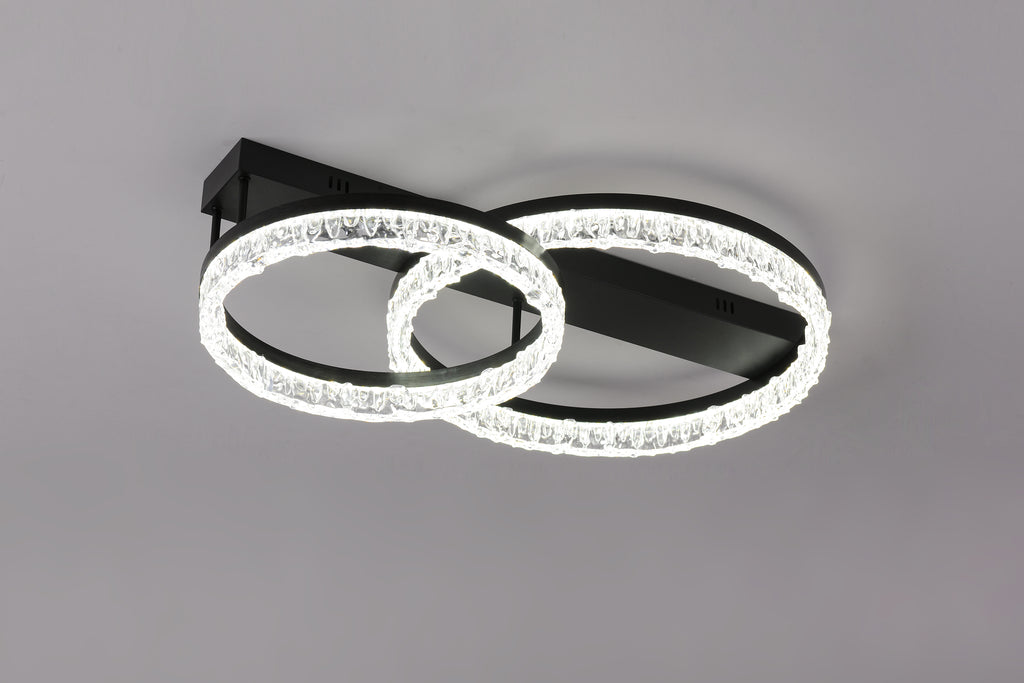Lustra LED RFAN, Model T9899/2, cu Telecomanda, 3 Tipuri de Lumina, Intensitate Reglabila, 120W, Negru