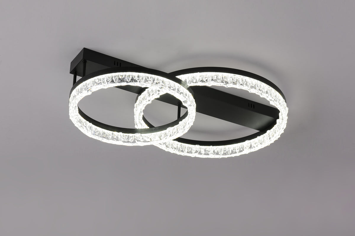 Lustra LED RFAN, Model T9899/2, cu Telecomanda, 3 Tipuri de Lumina, Intensitate Reglabila, 120W, Negru