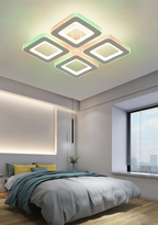Lustra LED RFAN, Model M601-4, Cu Telecomanda, 3 Tipuri De Lumina Plus Lumina RGB, Intensitate Reglabila, 96W, Alb