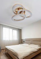 Lustra LED RFAN, Model J409/3, Cu Telecomanda, 3 Tipuri De Lumina, Intensitate Reglabila, 144W, Auriu