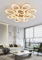 Lustra LED RFAN, Model J409/8+4, Cu Telecomanda, 3 Tipuri De Lumina, Intensitate Reglabila, 192W, Auriu