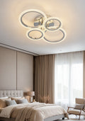Lustra LED RFAN, Model DQ001/2+2, Cu Telecomanda, 3 Tipuri De Lumina, Intensitate Reglabila, 80W, Argintiu