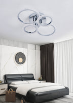 Lustra LED RFAN, Model DQ001/2+2, Cu Telecomanda, 3 Tipuri De Lumina, Intensitate Reglabila, 80W, Argintiu