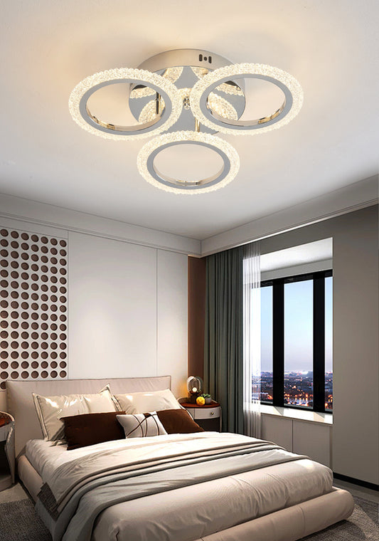 Lustra LED RFAN, Model DQ001-3, Cu Telecomanda, 3 Tipuri De Lumina, Intensitate Reglabila, 48W, Argintiu