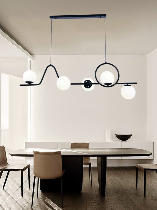 Lustra RFAN, Model F068/5, Cu Abajururi, 5 X E27, Negru