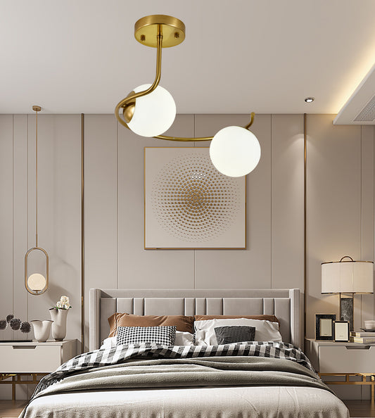 Lustra RFAN, Model F78/2, Cu Abajururi, 2 X E27, Auriu