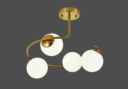 Lustra RFAN, Model F78/4, Cu Abajururi, 4 X E27, Auriu