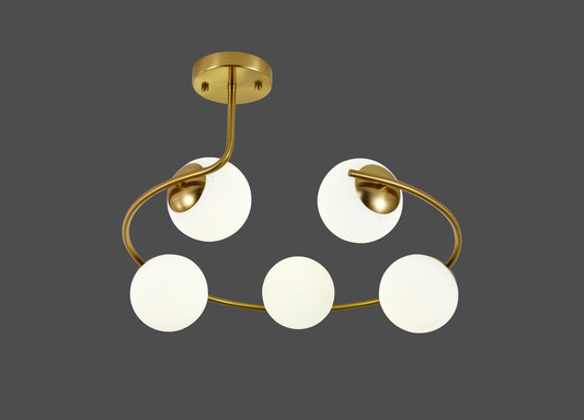 Lustra RFAN, Model F78/5, Cu Abajururi, 5 X E27, Auriu