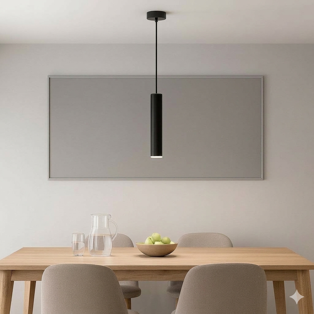 Pendul RFAN, Model H608D-300, 1 x GU10, Inaltime Reglabila, Negru