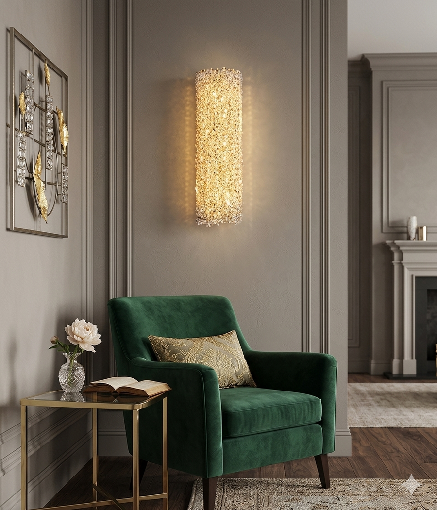 Aplica LED RFAN, Model H98023-H400, Textura Cristal, 3 Tipuri De Lumina, 16W, Auriu
