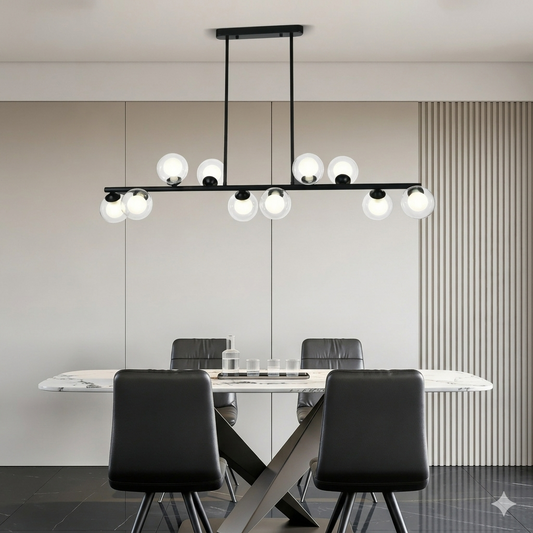 Lustra RFAN, Model F071/10, Cu Abajururi, 10 X G9, Negru