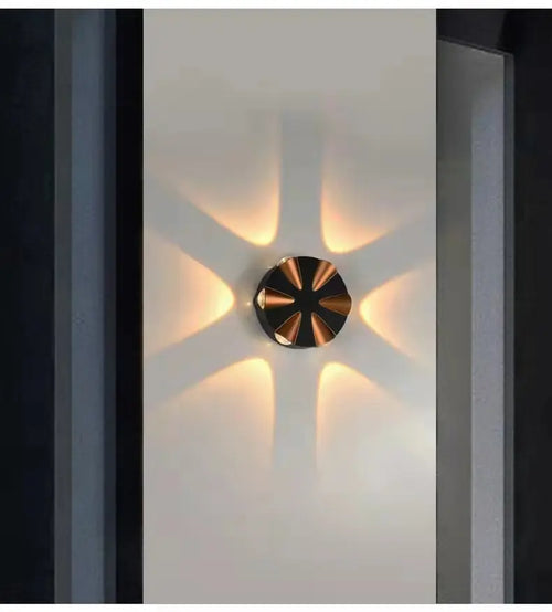 Aplica Exterior RFAN, Model L611, Material Aluminiu, IP65, Lumina Neutra, 6W, Negru/Auriu