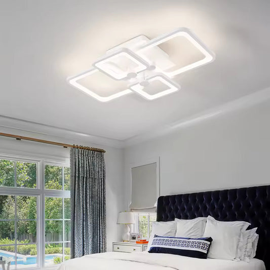 Lustra LED RFAN, Model K002-2+2, Cu Telecomanda, 3 Tipuri De Lumina, Intensitate Reglabila, 128W, Alb