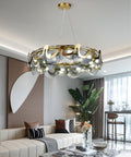 Candelabru RFAN, Model H98022/750, Textura Cristal, Metal, 10 X E14, Auriu