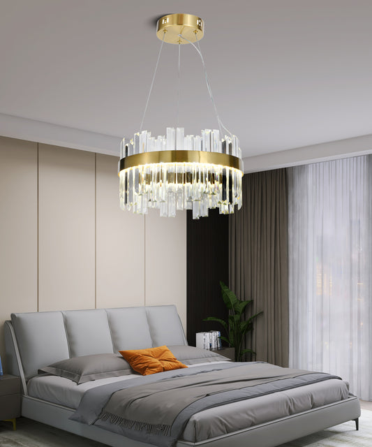 Candelabru LED RFAN, Model H98347/400, Textura Cristal, Metal, 64W, Auriu