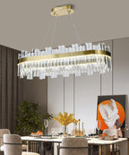 Candelabru LED RFAN, Model H98347/800*300, Textura Cristal, Metal, 120W, Auriu