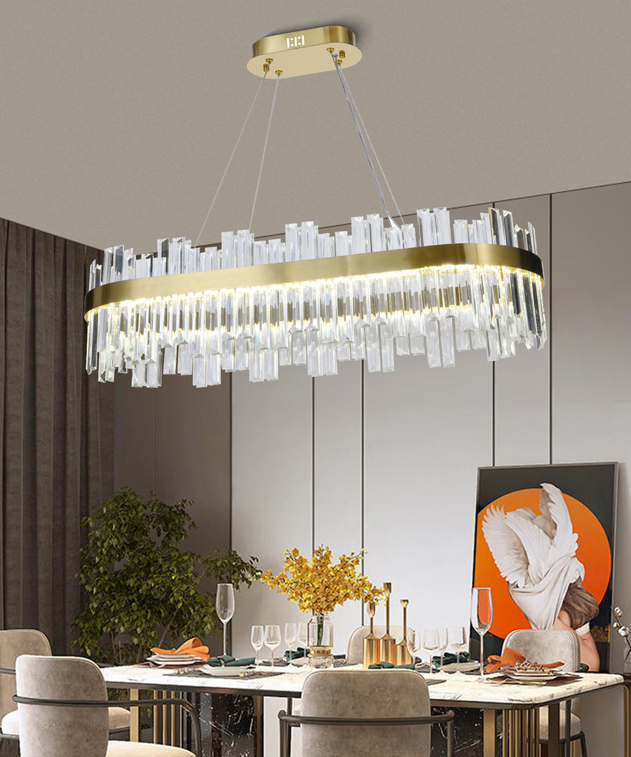 Candelabru LED RFAN, Model H98347/800*300, Textura Cristal, Metal, 120W, Auriu