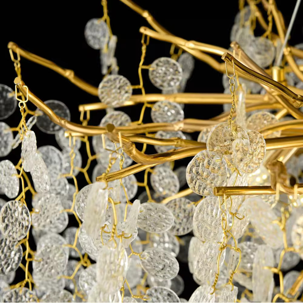Candelabru RFAN, Model R9103/600, Textura Cristal, Metal, 6 X E14, Auriu