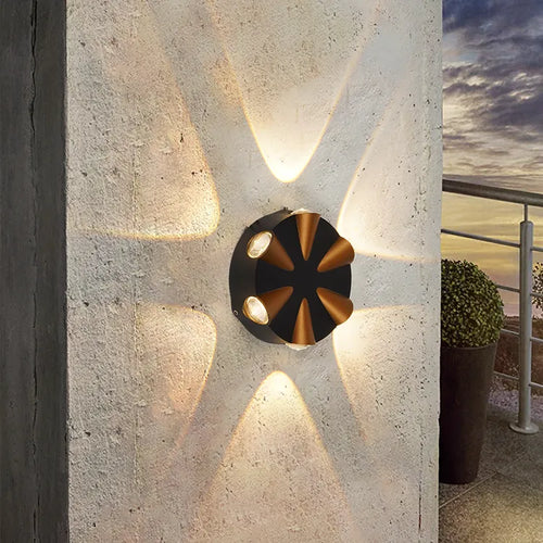 Aplica Exterior RFAN, Model L611, Material Aluminiu, IP65, Lumina Neutra, 6W, Negru/Auriu