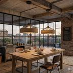 Pendul Rustic RFAN, Model 607-1, 1 x E27, Inaltime Reglabila, Negru