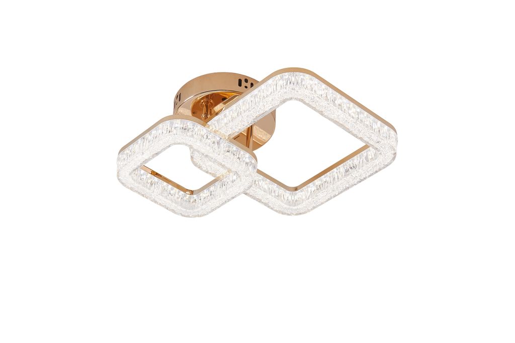 Lustra LED RFAN, Model K3535/1+1GD, Cu Telecomanda, 3 Tipuri De Lumina, Intensitate Reglabila, 80W, Auriu