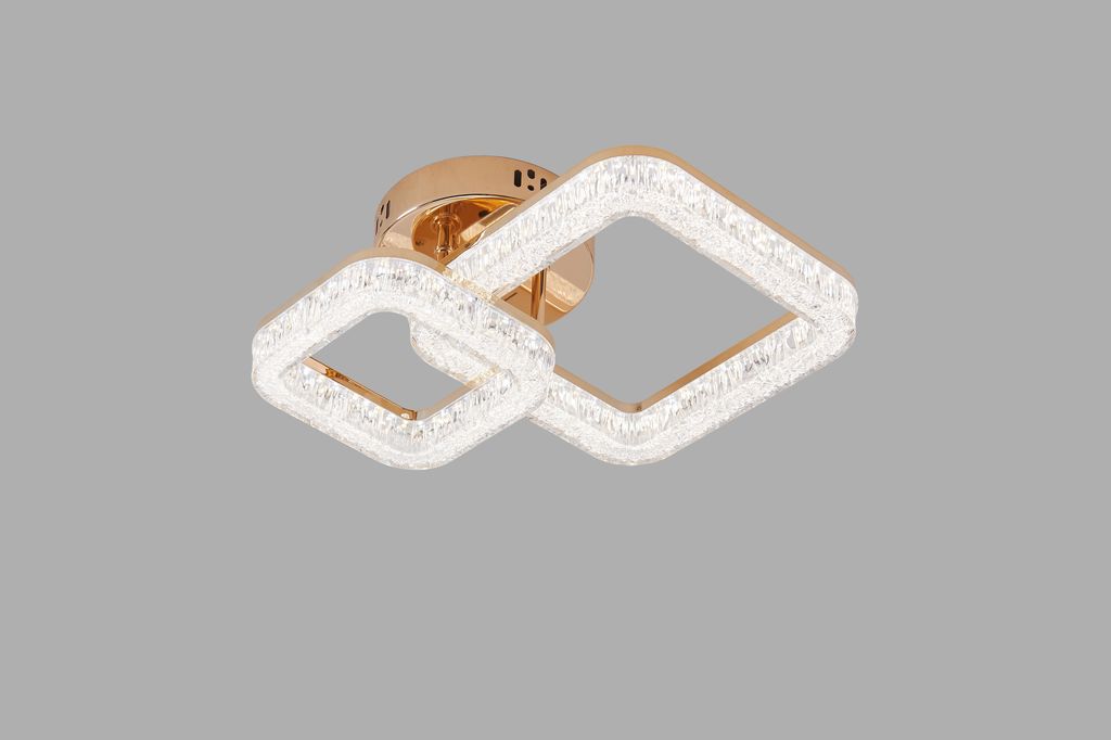 Lustra LED RFAN, Model K3535/1+1GD, Cu Telecomanda, 3 Tipuri De Lumina, Intensitate Reglabila, 80W, Auriu