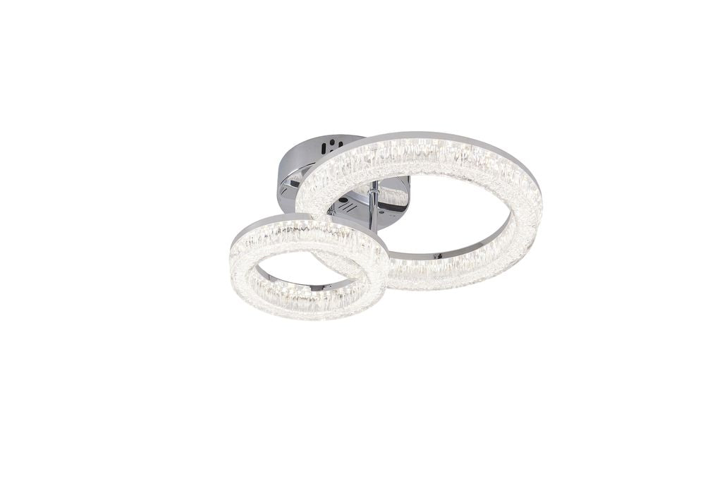 Lustra LED RFAN, Model K3536/1+1CH, Cu Telecomanda, 3 Tipuri De Lumina, Intensitate Reglabila, 80W, Argintiu