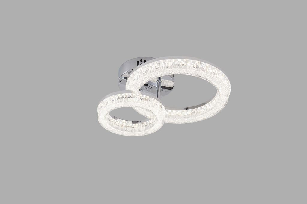 Lustra LED RFAN, Model K3536/1+1CH, Cu Telecomanda, 3 Tipuri De Lumina, Intensitate Reglabila, 80W, Argintiu