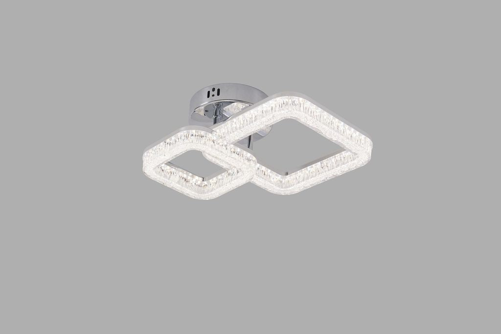 Lustra LED RFAN, Model K3535/1+1CH, Cu Telecomanda, 3 Tipuri De Lumina, Intensitate Reglabila, 80W, Argintiu