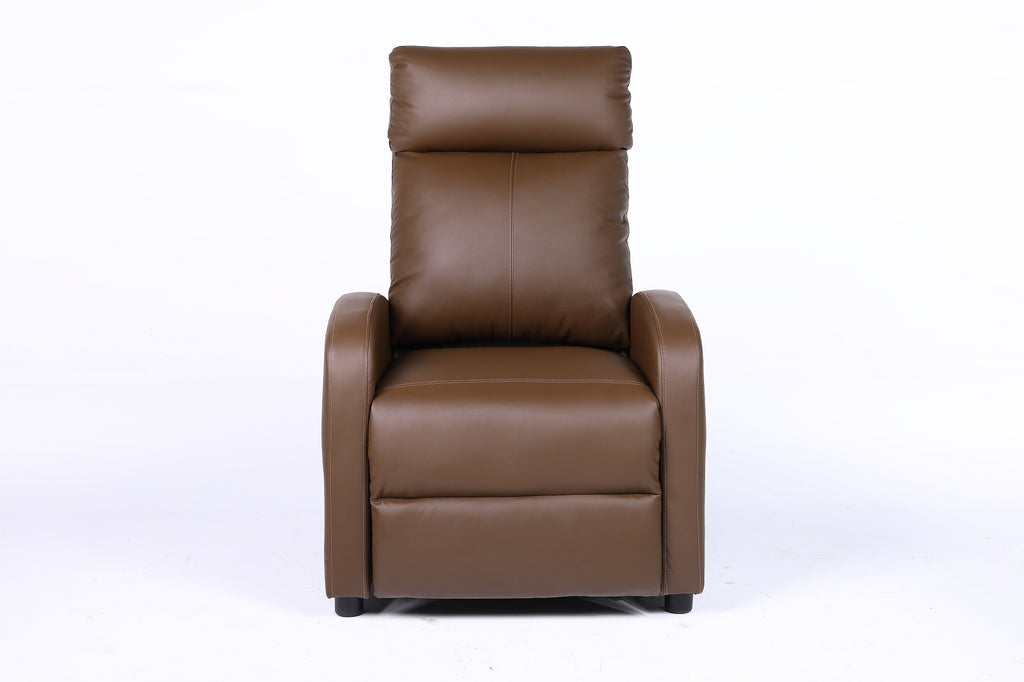 Fotoliu recliner din piele ecologică, spatar rabatabil si suport picioare extensibil, Kaki