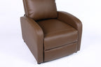 Fotoliu recliner din piele ecologică, spatar rabatabil si suport picioare extensibil, Kaki