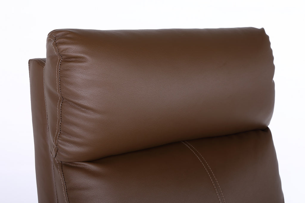 Fotoliu recliner din piele ecologică, spatar rabatabil si suport picioare extensibil, Kaki