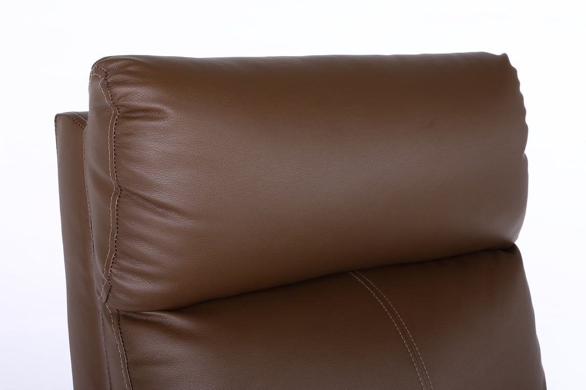 Fotoliu recliner din piele ecologică, spatar rabatabil si suport picioare extensibil, Kaki