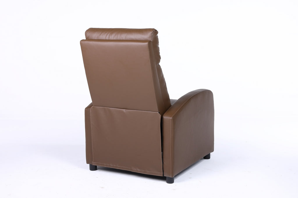 Fotoliu recliner din piele ecologică, spatar rabatabil si suport picioare extensibil, Kaki