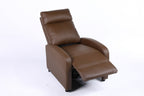 Fotoliu recliner din piele ecologică, spatar rabatabil si suport picioare extensibil, Kaki