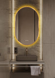 Oglinda LED Si Touch, 50 X 80 Cm, Functie Dezaburire, Rama Auriu-Bronz, Trei Tipuri Lumina, j179-5080, Smack