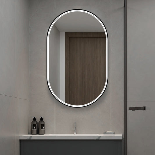 Oglinda LED Si Touch, 50 X 90 Cm, Functie Dezaburire, Rama Negru Mat, Trei Tipuri Lumina, J190-5090, Smack